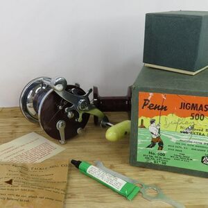 Vintage Penn Jigmaster 500 Reel Extra Spool Orig Boxes Accessories Rod Clamp